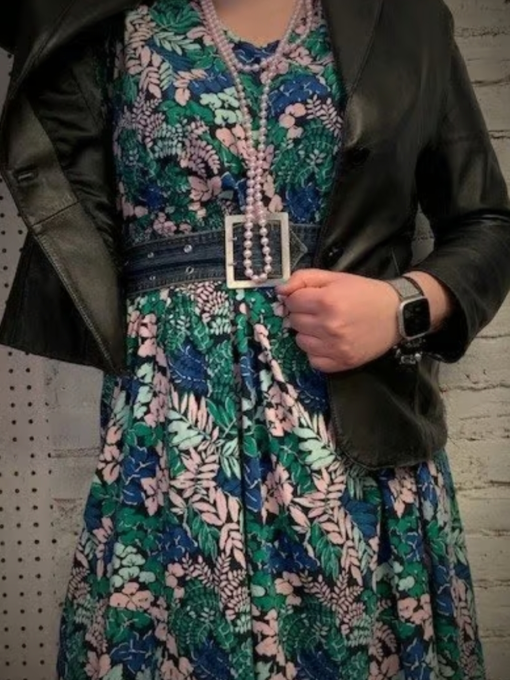 Joe Fresh Green, Navy & Pink Floral Dress